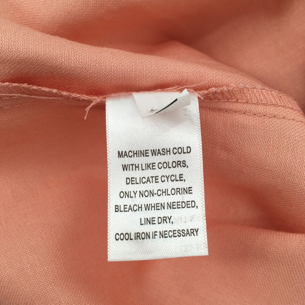 Ophelia Roe Sleeveless Linen Blend Button Down Shirt Womens L Peach Coastal - Picture 11 of 12